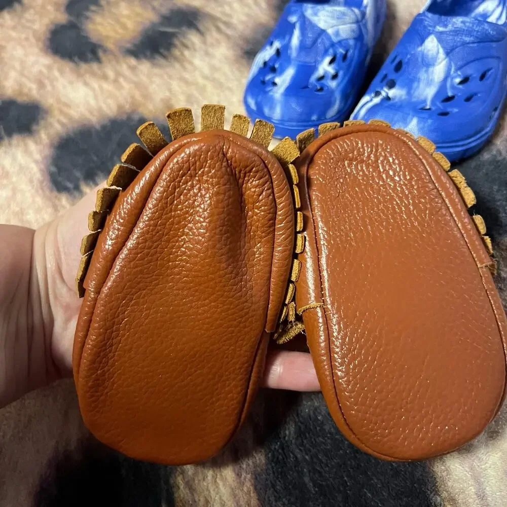 SET of 2 Baby Girls Shoes Size 4 Slip On Moccasins & Slingback Sandals